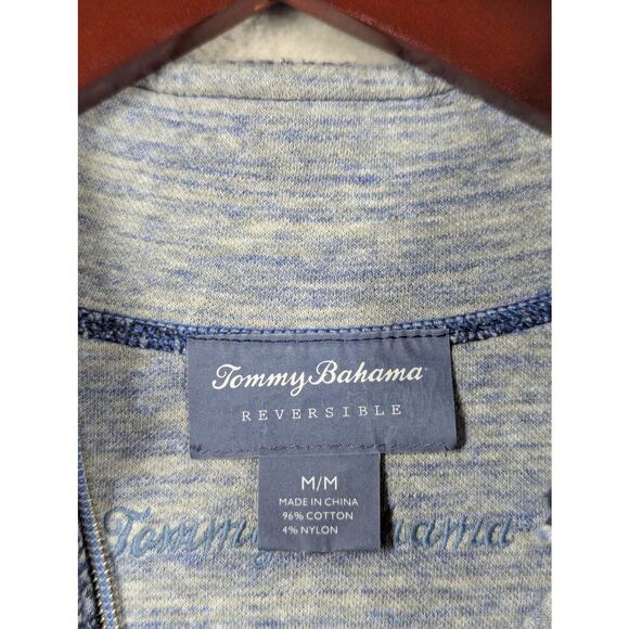 Tommy Bahama Sweater Men MEDIUM Blue Pullover Quarter Zip Reversible Sweatshirt - Picture 2 of 11